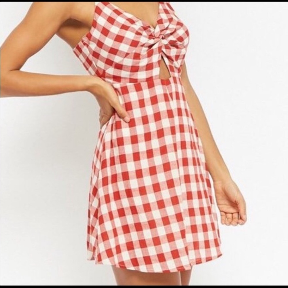 Cotton Candy LA Red Gingham Check Cut Out Dress S